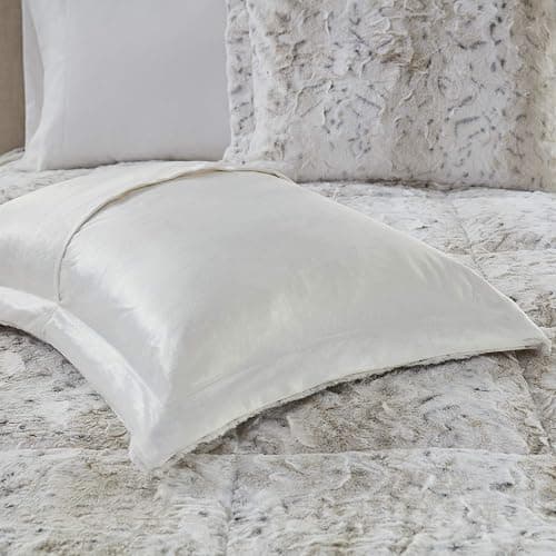 Madison Park Zuri Faux Fur Comforter Set, Full/Queen, 4 Piece, Snow Leopard | All Season, Ultra Soft, Bedding for Bedroom, Striped Pattern, Quilted, Plush, OEKO-TEX Certified thumbnail 8