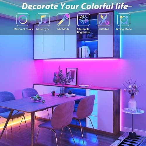 Ledagic Led Lights for Bedroom 150 ft (2 Rolls of 75ft), Music Sync RGB Led Strip Lights with Remote App Control, Color Changing Led Lights for Room Home Kitchen Party Decor thumbnail 2