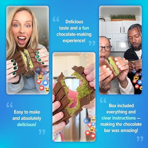 Chocbox Viral Dubai Milk Chocolate Bar Kit - Includes Chocolate Mold, Choc Wafers, Shredded Kataifi, Pistachio Cream - DIY Gift Box Dubai Kit - Great Gift thumbnail 4