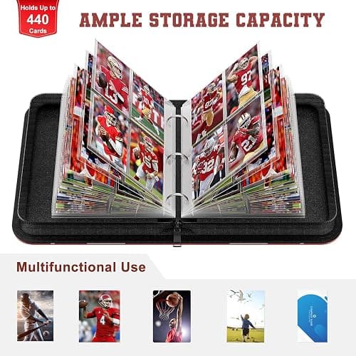 Mlikero 440 Pockets Football Card Binder, Sports Card Binder with Card Display Design, Premium Card Ablums with Sports Pattern Wristband Fit for Football Cards 2026 thumbnail 7
