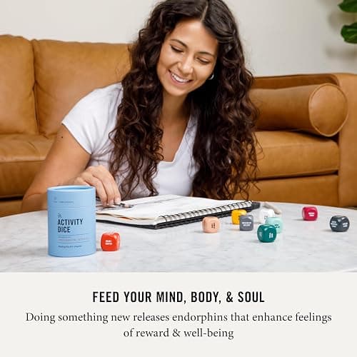 Two Tumbleweeds Mood-Boosting Activity Dice - 9 Wooden Dice for Self-Care & Connection - A Mindful Wellness Tool to Beat Doom-Scrolling - 54 Screen-Free Activities for Calm, Joy & Creativity thumbnail 2