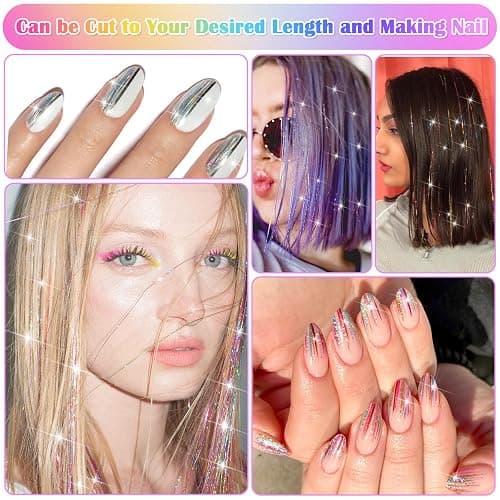 6000 Strands Hair Tinsel Kit in 20 Colors, Glitter Tinsel Hair Extensions Kit Heat-resistant, Fairy Hair Tinsel Tool for Shiny Hair Extension, Women Girls Hair Accessories at Party thumbnail 6