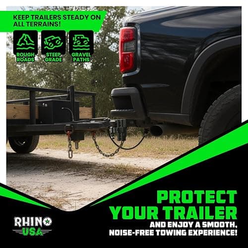 Rhino USA Adjustable Trailer Hitch (Fits 2-Inch Receiver) - Heavy Duty Aluminum Tow Hitches with 6-Inch Drop/Rise for Truck (12,500 LBS GTW) - Weatherproof Double Anti-Theft Locking Hitch Pins (Black) thumbnail 8
