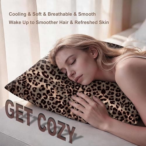 LYSHIN Silk Pillow Cases Standard Size with Hidden Zipper, Leopard | 19 Momme Mulberry Silk Pillowcase for Skin and Hair, Anti-Acne, Hypoallergenic, Cooling, Beauty Sleep, Gifts for Women thumbnail 6