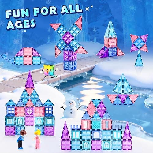 Diamond Magnetic Building Blocks for Kids - Princess Castle Magnetic Tiles Toys for 3-8 Year Old Girls & Boys - 3 4 5 6 Year Old Girl Birthday Xmas Gifts - STEM Educational Toys for Creative Play thumbnail 6