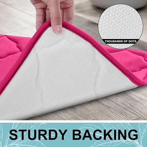 OLANLY Memory Foam Bath Mat Rug 24x16, Ultra Soft Bathroom Rugs, Deep Pink | Thick Absorbent Carpet, Non-Slip Backing, Machine Washable, for Bathroom Floor, Tub, Shower and Home Decor Accessories thumbnail 5