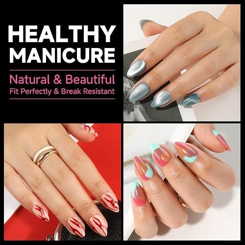 UNA GELLA Short Almond Nail Tips, 312pcs Short Almond Gel Nail Tips Half Matte Press On Nails Clear Acrylic Fake Nails for Full Cover Nails Extension Home DIY Nail Salon 12 Sizes - A01 - ShortAlmond thumbnail 2