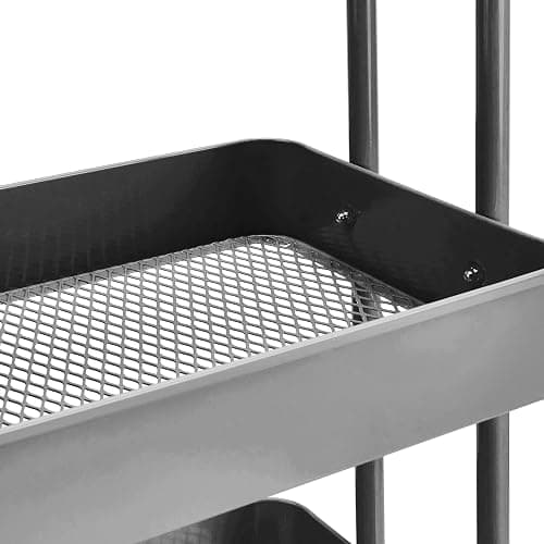 Amazon Basics 3-Tier Rolling Utility or Kitchen Cart, Lockable Wheels, Multifunctional Storage, Charcoal thumbnail 5