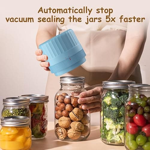 HTPOW Fully Automatic Mason Jar Vacuum Sealer Kit, Auto Stop Mason Jar Vacuum Sealer Kit, Jar Vacuum Sealer for Mason Jars, Jar Vacuum Sealer, A Must-Have for Canned Foods Pantry Canning Pickling thumbnail 2