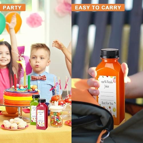 Juice Bottles with Caps 10Pcs 12oz, Plastic Bottleswith Caps, Clear Reusable Water Bottle, Used for Juicing Bottles, Smoothie Bottle, Juice Containers - with 10Pcs Labels & Bottle Brush thumbnail 7