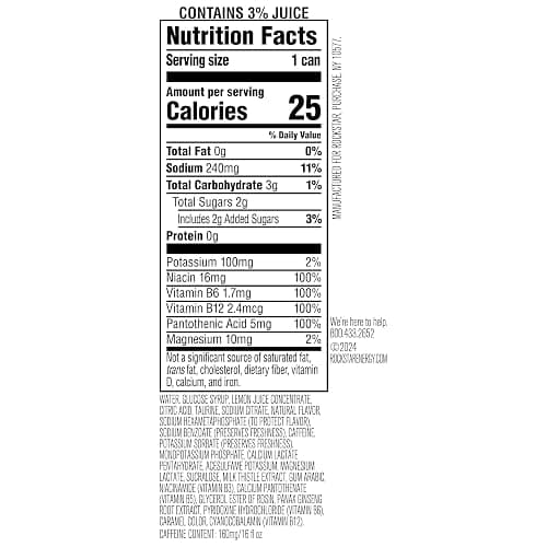 Rockstar Energy Drink with Caffeine Taurine and Electrolytes, Recovery Lemonade, 16oz (12 Pack) (Packaging May Vary) thumbnail 2