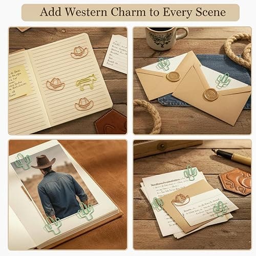 Haowuliao 60pcs Cute Western Paper Clips, Fun Paperclips, Western Office School Supplies and Desk Accessories, Western Cowboy Gifts thumbnail 9