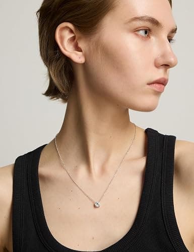 Wssxc Plated Crystal Solitaire 1.5 Carat (7mm) Cubic Zirconia Dainty Choker Necklace | Gold Necklaces for Women thumbnail 4