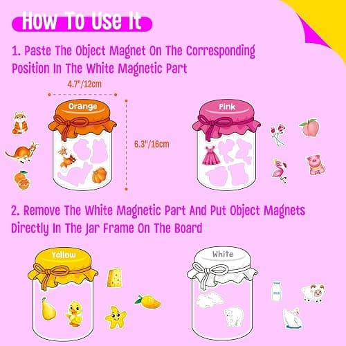 12 Pieces Magnetic Color Sorting Toys, 60 Color Magnets Educational Refrigerator Whiteboard for Baby Toddlers Kids Magnets thumbnail 2