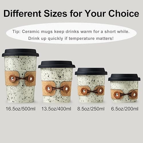 Cormomu Coffee Travel Mug, Spill Proof Coffee Tumbler, Microwave & Dishwasher Safe, Large Porcelain Coffee Cup, Tea Mug with Lid, Coffee Gifts for Men & Women, 13.5oz thumbnail 8