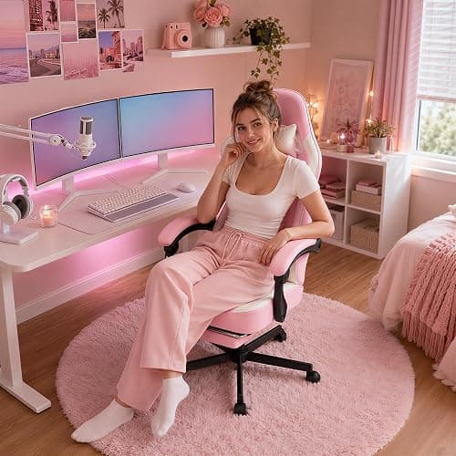 Mistpeople Gaming Chair, Ergonomic High Back Computer Chair with Footrest, Lumbar Support & Pocket Spring Cushion, Comfortable Swivel Home Office Desk Chair for Adults thumbnail 9