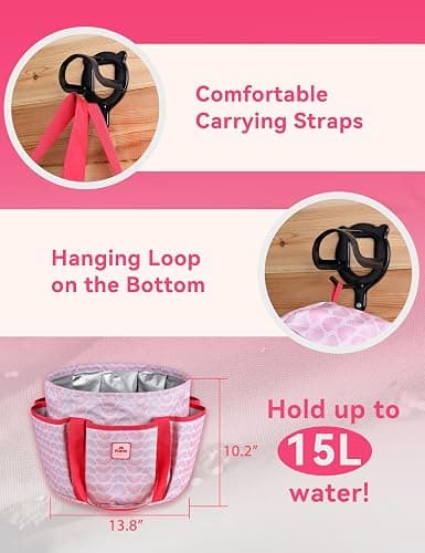 Furrishine 11PCS Horse Grooming Kit Curry Comb Sweat Scraper Horse Bathing Supplies Grooming Tools with Storage Bag Pink Garnet thumbnail 5