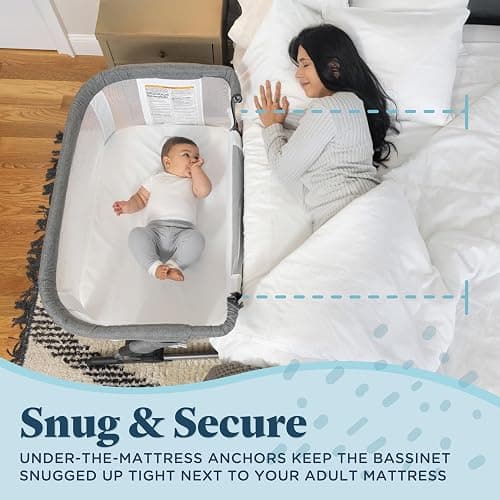 Baby Delight Beside Me Dreamer Bassinet | Bedside Sleeper | 7-Position Height Adjustment | Charcoal Tweed thumbnail 5