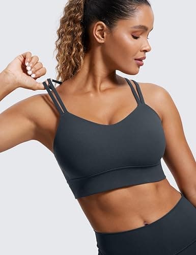 CRZ YOGA Softness Mold Womens Butterluxe Strappy Longline Sports Bra - Double Spaghetti Strap Workout Yoga Crop Top Athletic thumbnail 4