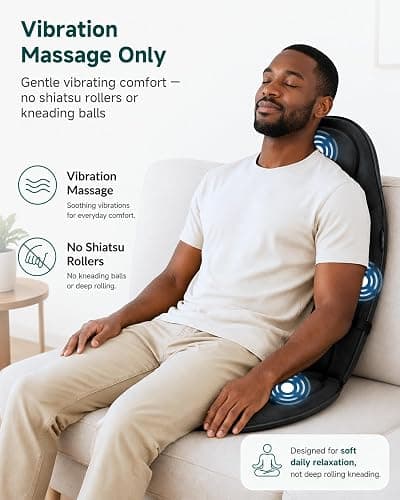 Snailax Back Massager with Heat, Memory Foam Chair Massage Pad | Vibration Massager for Neck & Shoulder, 4 intensities, 2 Heat Levels, 2026 Upgraded Seat Massager for Office Chair,Home thumbnail 3