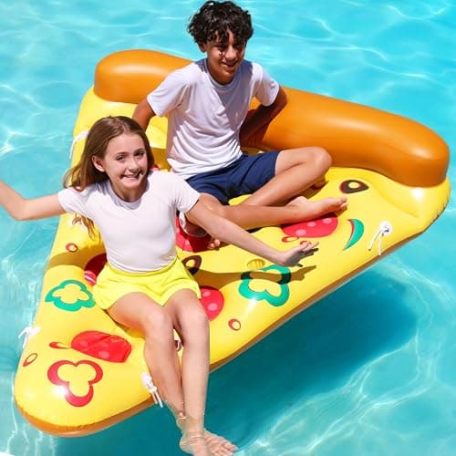 JOYIN Giant Inflatable Pizza Slice Pool Float, Fun Pool Floaties, Swim Party Toy, Summer Pool Raft (1 Pack), Extra Large with Cup Holders thumbnail 2