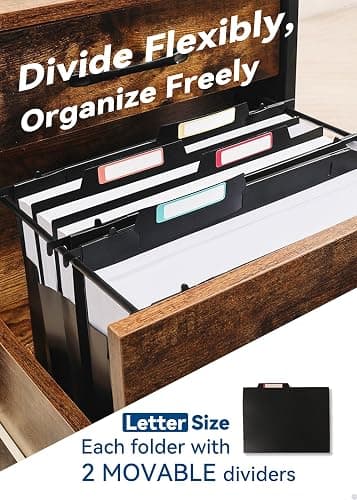 SortRax Plastic High Capacity Hanging File Folders, Letter Size, 4" Expanding Accordion Pocket with Movable Dividers, Heavy Duty for Filing Cabinet, Insertable Tabs, 6 Pack thumbnail 3