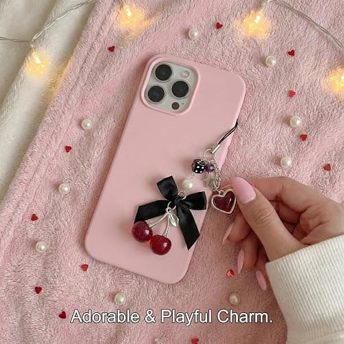 Nalefow Phone Charms Strap Cute Cherry CellPhone Straps Aesthetic Pink Red Black BlueCherry Phone Chain for Camera Keychain Bag Pendant Decor Gift thumbnail 5