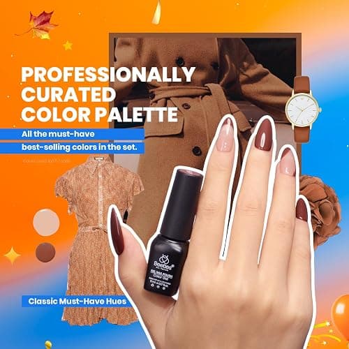 beetles Gel Polish 44pcs Fall Gel Nail Polish Set 36 Colors Brown Burgundy Red Blue Purple Orange Green Black Nude White with Base Coat Glossy Matte Glitter Top Coat Gifts for Women Colorful Muse thumbnail 2