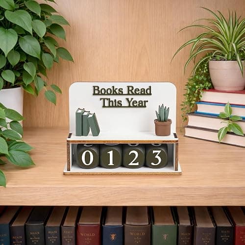 Books Read This Year Counter, Bookish Gifts For Book Lovers, Women Readers | Wooden Book Reading Tracker, 7 X 6 Inch, Personalize With Name, Includes Number Tiles And Stand thumbnail 5