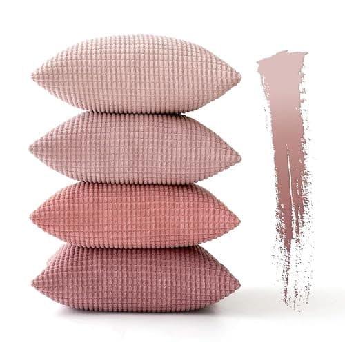 MIULEE Decorative Pillow Covers 18x18 Inch Set of 4 Aesthetic Pink | Romantic Sweet Cute Throw Pillows, Coquette Home Decor, Soft Corduroy Couch Pillowcases, Sofa Living Room Bed thumbnail 6