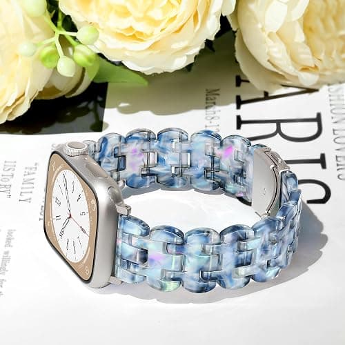 Pleixiu Lightweight Resin Band For Apple Watch Series 11 10 SE 9 8 7 6 5 4 3 2 1 Ultra 3 2, Fashion Adjustable Replacement Strap for iWatch Bands 38mm 40mm 41mm 42mm 44mm 45mm 46mm 49mm for Women Men thumbnail 5