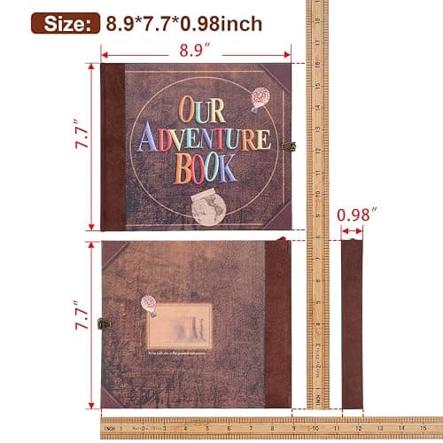 JIMBON Our Adventure Book Scrapbook Photo Album Retro Style Embossed Letter Cover Travel Diary Journal Scrap Book Kit For Couples,Memory Book For Anniversary Wedding thumbnail 3