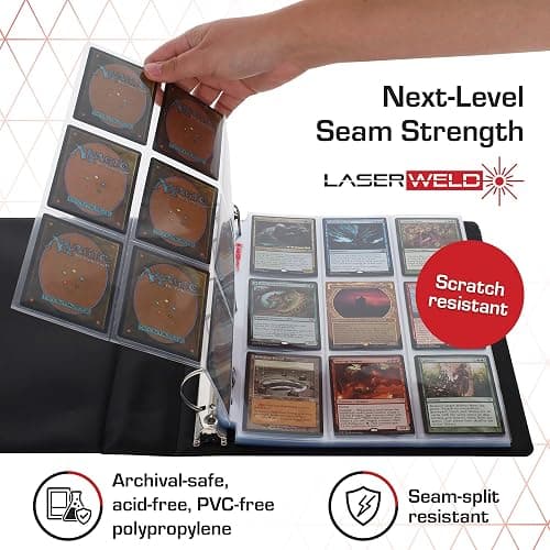 BCW LaserWeld 9-Pocket Page - Side Load 100ct | Holds Nine 2½" x 3½" Trading Cards | Acid-Free Card Storage | Laser-Welded Seams for Durability | Compatible with 3-Ring Binders thumbnail 6
