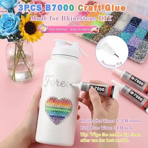 3500Pcs 32 Colors Rhinestones for Bedazzling, 3mm Multicolor Resin Flatback Gems for Diamond Art, Bedazzler Kit with 3Pcs 10ml B7000 Jewelry Glue for Crafting Nails Clothes Shoes Book thumbnail 4