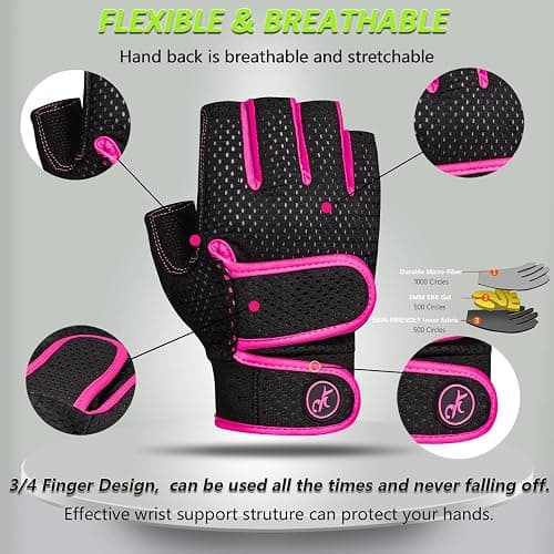 MOREOK Workout Gloves Padded Weight Lifting Gloves for Men/Women, [3MM Gel] Fingerless Grip Gym Gloves Fitness Gloves for Exercise,Hanging,Weightlifting, Cycling, Pull ups, Rowing thumbnail 3