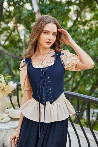 SCARLET DARKNESS Women's Renaissance Corset Tops Vintage Lace Up Overbust Bustier Bodice thumbnail 4