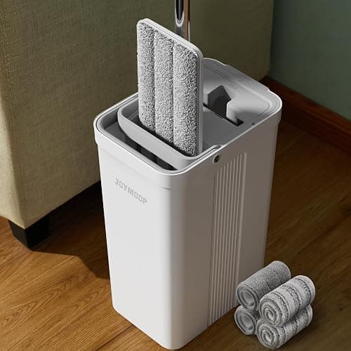 JOYMOOP Mop and Bucket Set with Wringer, Flat Mops for Floor Cleaning, Wall Mop Cleaner with Long Handle, Hardwood Floor Mop with 4 Microfiber Pads - Image 1