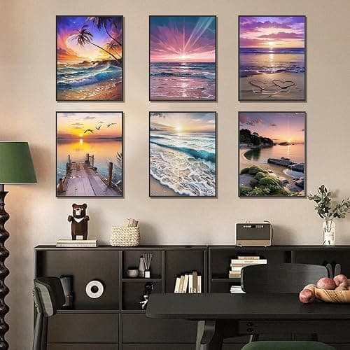 DOTSOPS Diamond Painting Kits Art Adults Painting Kit Crafts DIY 5D Diamond Art Packs Kits Full for Adults Beginner Home Wall Decoration Gift 11.8x15.7 Inches (6 Pack Beach) thumbnail 5
