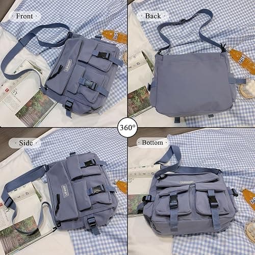 JQAliMOVV Nylon Messenger Bag Aesthetic Kawaii Bags with Doll Pendent Cute Japanese Messenger Bag for School thumbnail 6