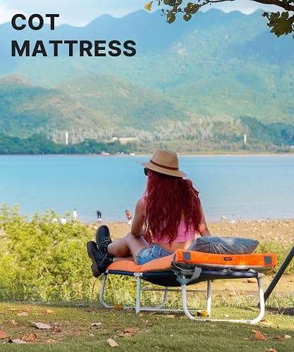 GAIALOOP 3 Inch Memory Foam Camping Mattress, Dual Layer Thick Sleeping Camp Pad for Car Tent Cot, Roll-Up Portable Glamping Floor Bed for Guests Sleepover thumbnail 3