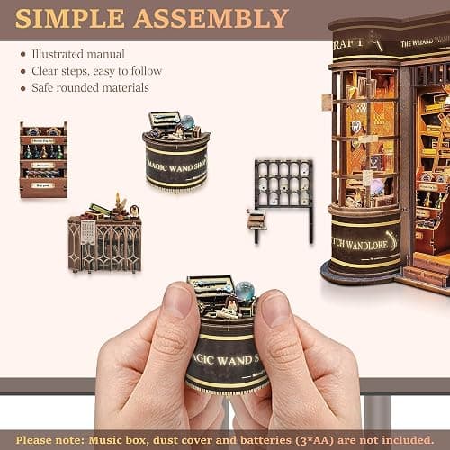Book Nook Kits for Adults: SUNNINO Book Nook Kit Model Kits Craft Kits for Adults - DIY Miniature Doll House Kit for Bookshelf Booknook Tiny House with Sensor Led Light thumbnail 5