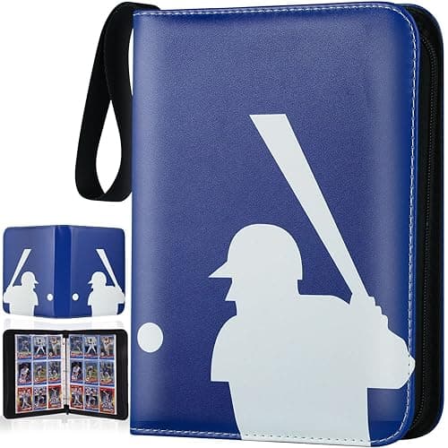 CECOKESO Trading Card Binder with Sleeves, Sports Card Binder Collectible Trading Card Albums with 50 Removable Sleeves (Blue, 9 Pocket) - 9 Pocket - Blue