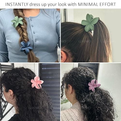 Flower Hair Clips for Women and Girls Thick to Thin Hair Medium Cute Claw Clips Decorative Plumeria Hair Accessories Nonslip Pastel Matte thumbnail 6