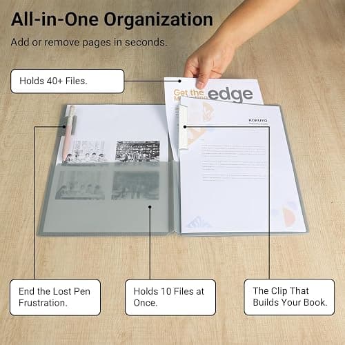 Kokuyo Portfolio Folder with Pockets Folder for Paper Organization,Heavy Duty Pocket Folder Fits US Letter & A4，Flip & Write Surface,Dual-Purpose Clip & Pocket Design(FU-CEH755P) thumbnail 5