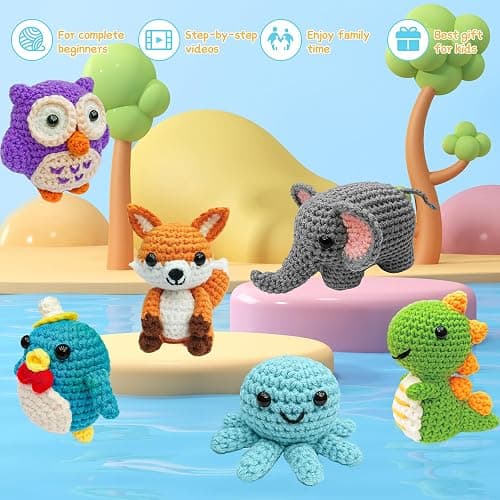 Datunsu 6PCS Crochet Kit for Beginners, 2026 Knitting Kit with Step-by-Step Video Tutorials, Beginner Crochet Kit for Adults (Forest) thumbnail 7
