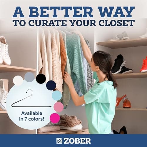 Zober Pants Hangers Non Slip - 20 Pack Open Ended Pants and Jean Hangers for Closet - Space Saving Clothes Hanger - Strong, Durable, Metal Pant Hangers (Black) thumbnail 8