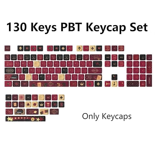 GEKUCAP Red Black PBT Keycaps, Poker Themed Custom Keyboard Keycaps | Dye-Sublimation MOA Profile Keycaps Set 130 Keys for 75% TKL Cherry Gateron MX Switches Mechanical Keyboards thumbnail 2