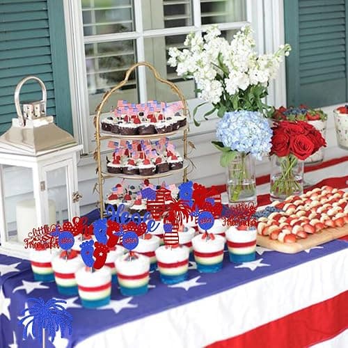 Rsstarxi 36 Pack 4th of July Gender Reveal Cupcake Toppers with Little Firecracker Independence Day Cupcake Picks for Happy Independence Day Gender Reveal Theme Party Cake Decorations thumbnail 5