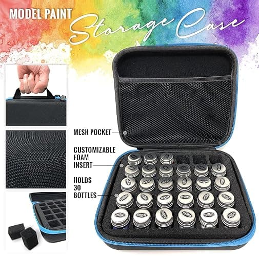 Testors Model Paint Enamel 10pc Paint Set, Model Paint Storage Case for Testors Paints (Holds 30 Bottles) (All-Purpose Colors) thumbnail 6