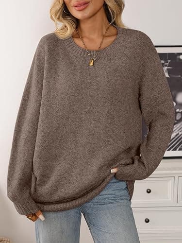 LILLUSORY Womens Oversized Tunic Sweaters Winter Cozy Tops Cute Chunky Crewneck Plus Size Pullover Long Sleeve Clothes thumbnail 2